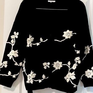 Black/white embroidered cardigan